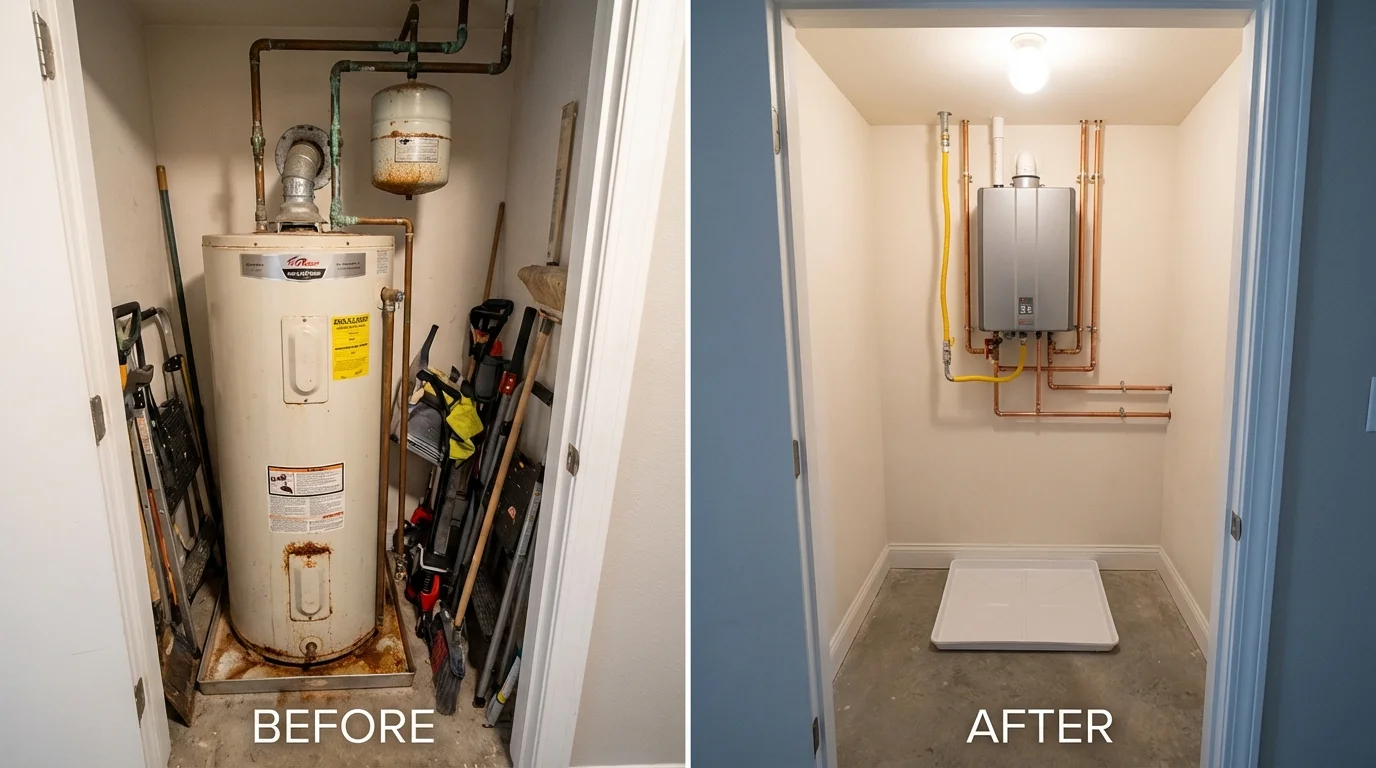Tank water heater versus wall-mounted tankless unit comparison for Ukiah, CA homeowners