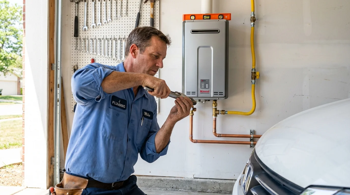 Tankless water heater installation by a Johns Plumbing LLC plumber in Ukiah